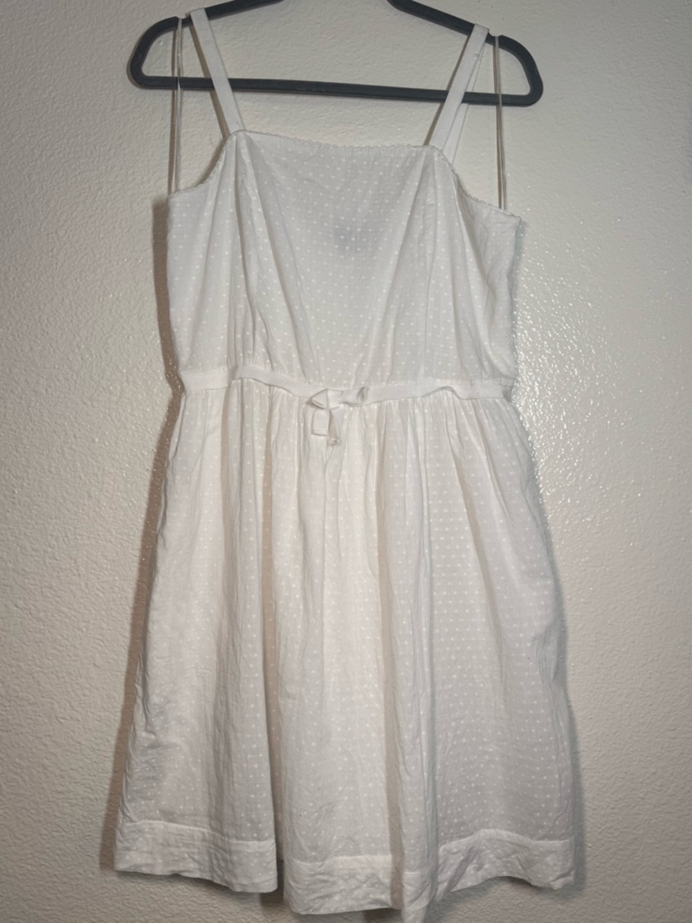 White Square-Neck Mini Dress with pockets 109% cotton